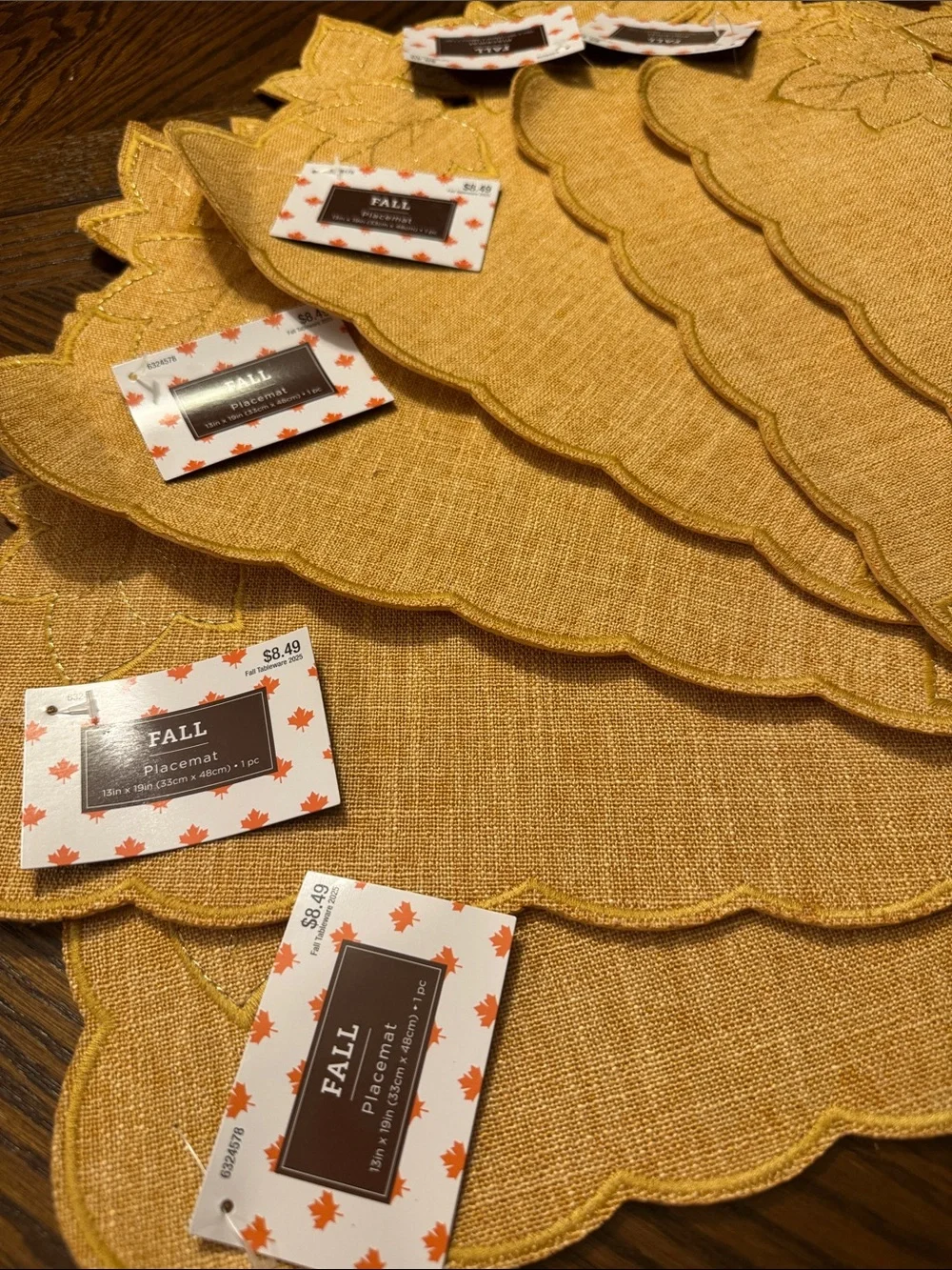 Autumn Leaf Embroidered Placemat hobby looby 6 pieces total